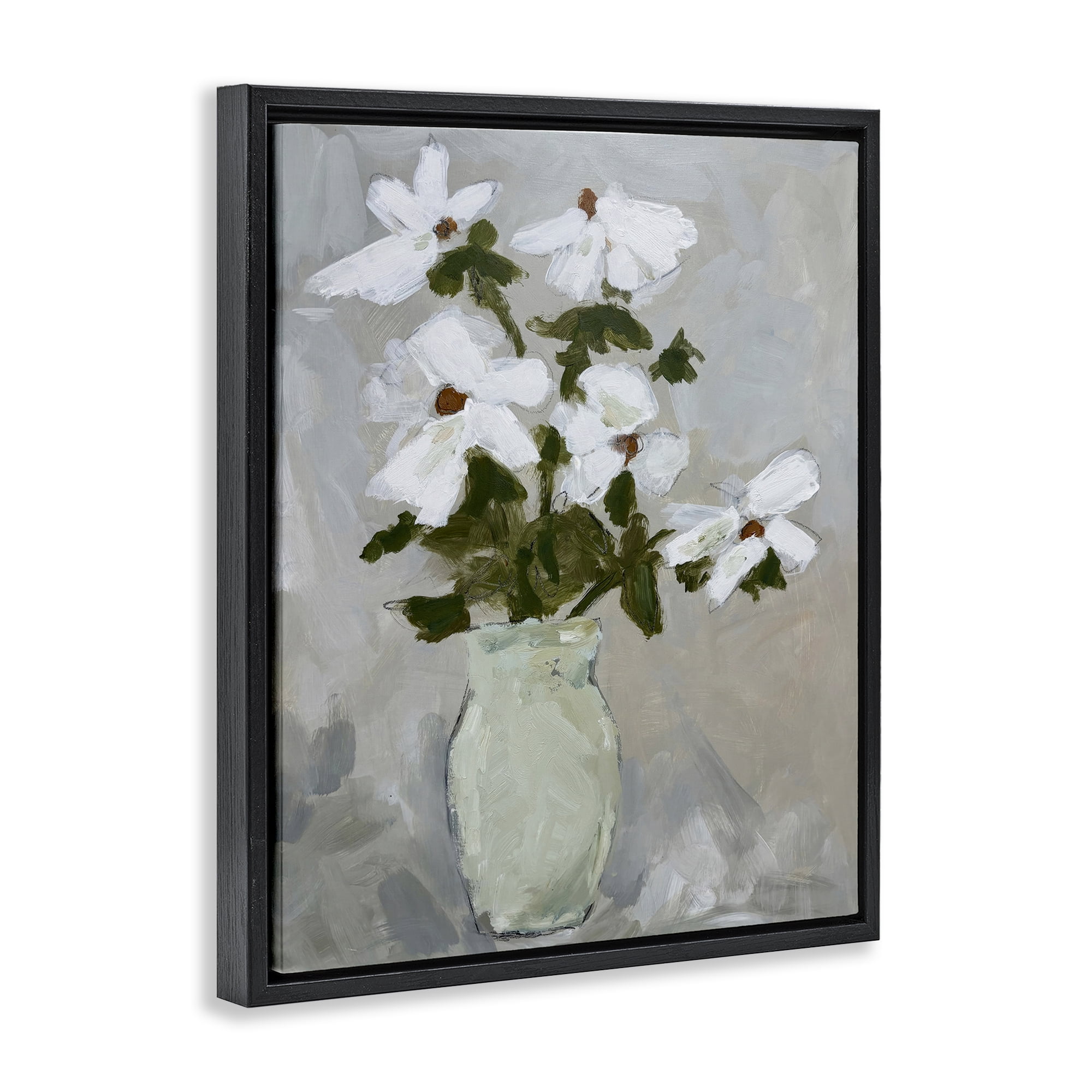 Stupell Industries Cosmos Flowers Serene Rustic Vase Black Framed Floater Canvas Wall Art, design by Chloe Elliot