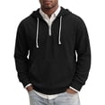 thumbnail image 4 of SYwaren Hoodie Men's Quarter Zip Corduroy Pullover Sweatshirt Solid Color Kangaroo Pocket Textured Casual, 4 of 8