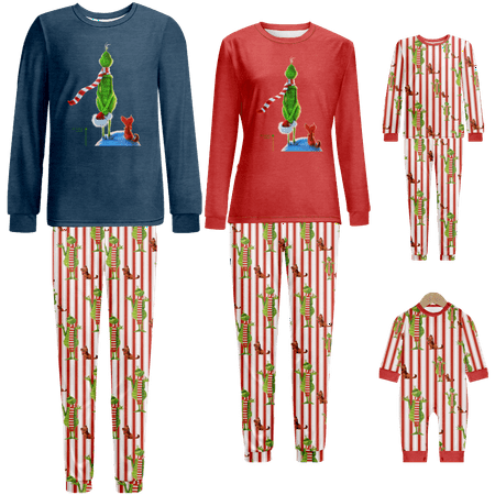 

Matching Family Christmas Pajamas Sleepwear Set Christmas Grinch Printed Baby-Kids-Adult-Pet Size 2 Pieces Top and Pants Bodysuits Xmas Pjs Set