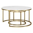 thumbnail image 2 of Henn&Hart 35"W Modern Metal Coffee Table in Gold/Faux Marble, 2 of 10
