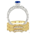 thumbnail image 3 of 1.25 Carat Sapphire and Diamond Vintage Trio Bridal Set Engagement Ring on 10k White Gold, 3 of 3