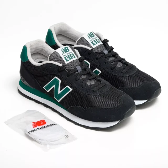 New Balance 515 Sneaker Black/Green Suede Shoes ML515UGB - Mens Sz 8.5 (W 10)