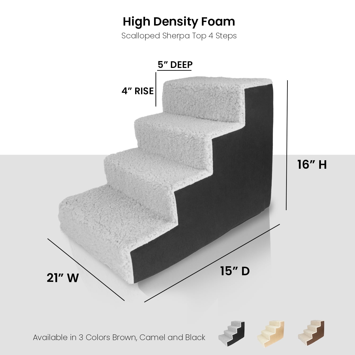 Precious Tails Deluxe High-Density Foam 4-Step Pet Stairs for Dogs and Cats - Durable, Lightweight, and Portable Staircase for Easy Mobility Assistance