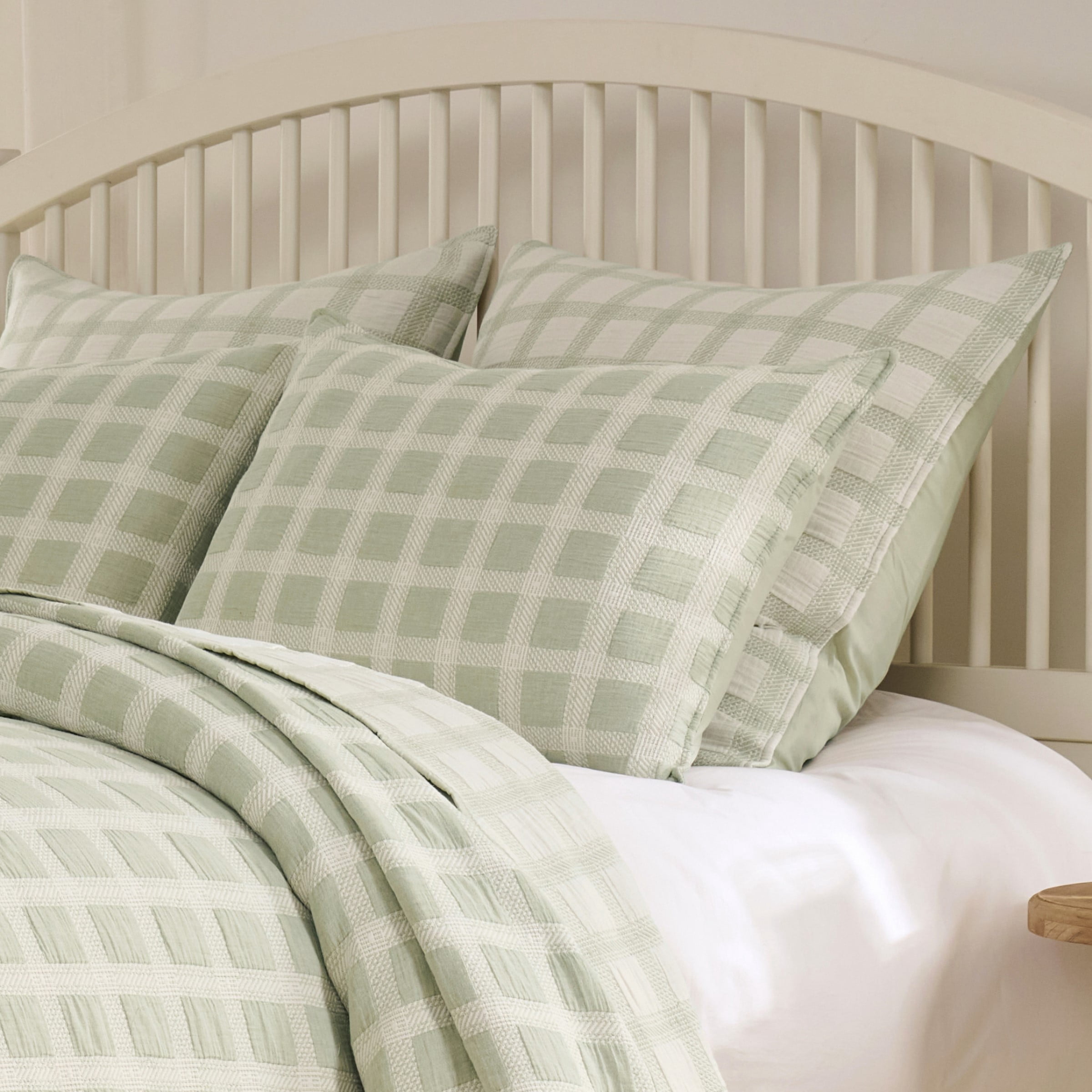 Greenland Home Fashions Millhouse 100% Cotton Moisture-Wicking Pillow Sham, All Ages, Sage, Standard