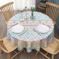 thumbnail image 3 of Pastel Geometric Pattern Round Tablecloth 60"x60",Wrinkle Wipeable Table Cloth for Kitchen Dining Room Picnic Patio Party, 3 of 6