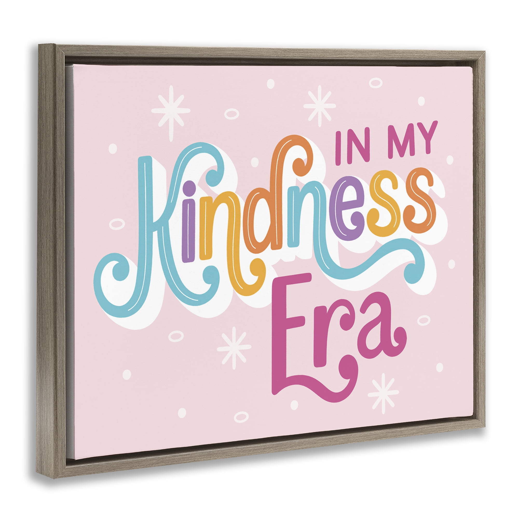 Stupell Industries Pastel Kindness Era Text & Numbers Painting Brown Floater Framed Canvas Art Print Wall Art, 31 x 25