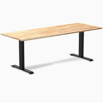 Desky Zero Rubberwood Office Desk - Natural Timber / 80 X 30 Inches / Matte Black