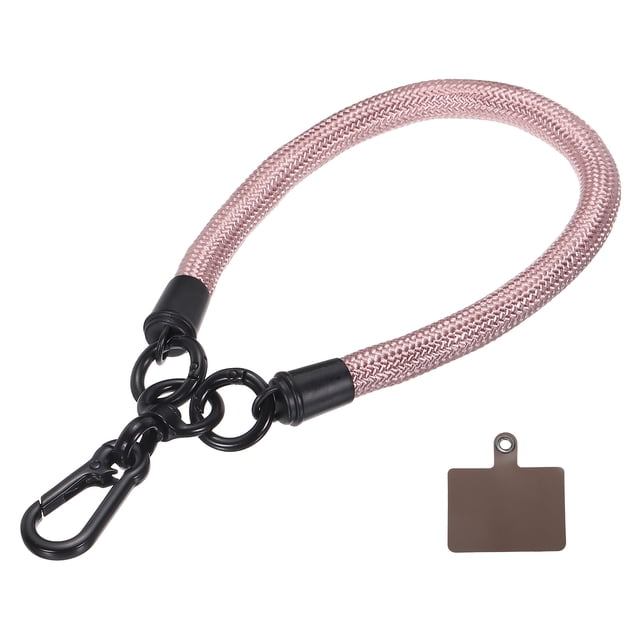 Unique Bargains Phone Lanyard Universal Polyester Wrist Lanyard with Lanyard Patch for Smartphone Rose Gold 1 Pack