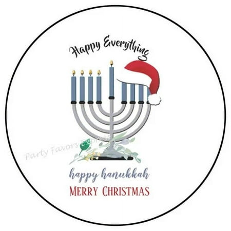 Happy Everthing Hanukkah Christmas Envelope Seals Labels Favors Stickers Phone Decal Water Bottle Stickers Car Decals, Laptop Sticker