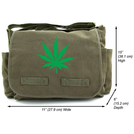 Marijuana Cannabis Leaf Durable Military Laptop Messenger
