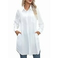 thumbnail image 3 of Vestido Camisero Informal para Mujer, Cuello en V, Botones, Larga, Holgado, Minivestido S, 3 of 8