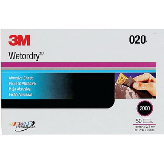 3M 02036 Imperial Wet Or Dry Paper Sheets, 9" x 11" Grade P600 50/Pack