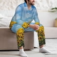 thumbnail image 7 of Sikiie Blooming Sunflower Field Mens Pajama Set, Soft Warm Long Sleeve Sleepwear, Cozy Button-Down Pjs for Men-Large, 7 of 7