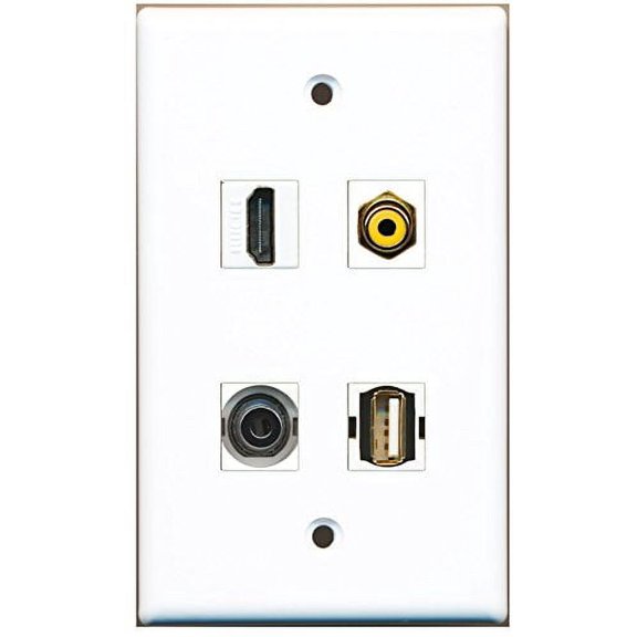 RiteAV - 1 Port HDMI 1 Port RCA Yellow 1 Port USB A-A 1 Port 3.5mm Wall Plate