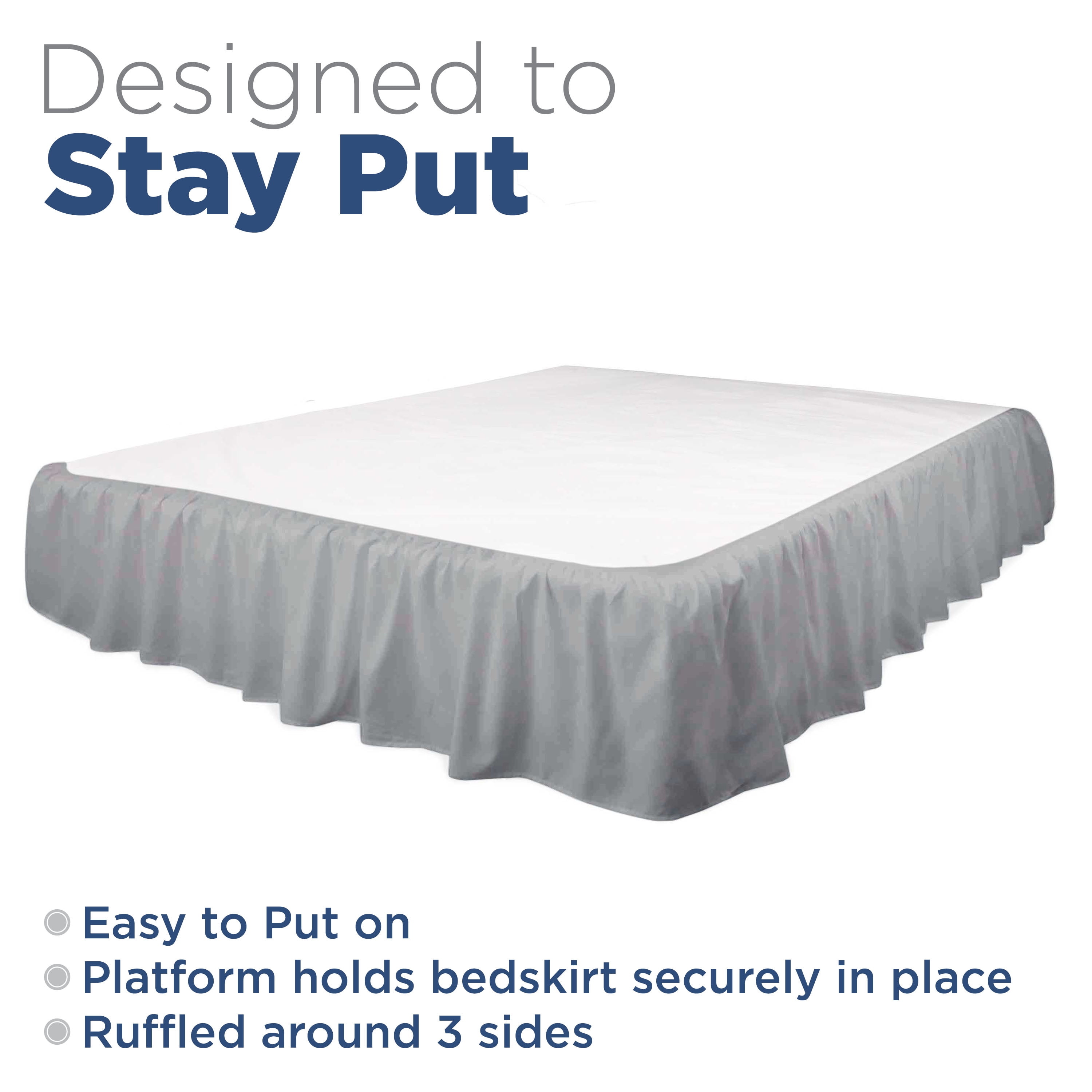 Martex Twin Bed Skirt | Ruffled 100% Microfiber Dust Ruffle | 16" Drop | Grey