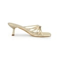 thumbnail image 3 of INSPIRE CHIC Women's Square Toe Strappy Strap Kitten Heels Slide Sandals Gold 8, 3 of 7