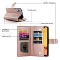 thumbnail image 4 of Allytechgroup Wallet Case for Apple iPhone XR, 9 Cards Holder + Zipper Pocket + Hand Wrist Shockproof Stand Flip Cover RFID Blocking Phone Case for Women Men, Pink, 4 of 7