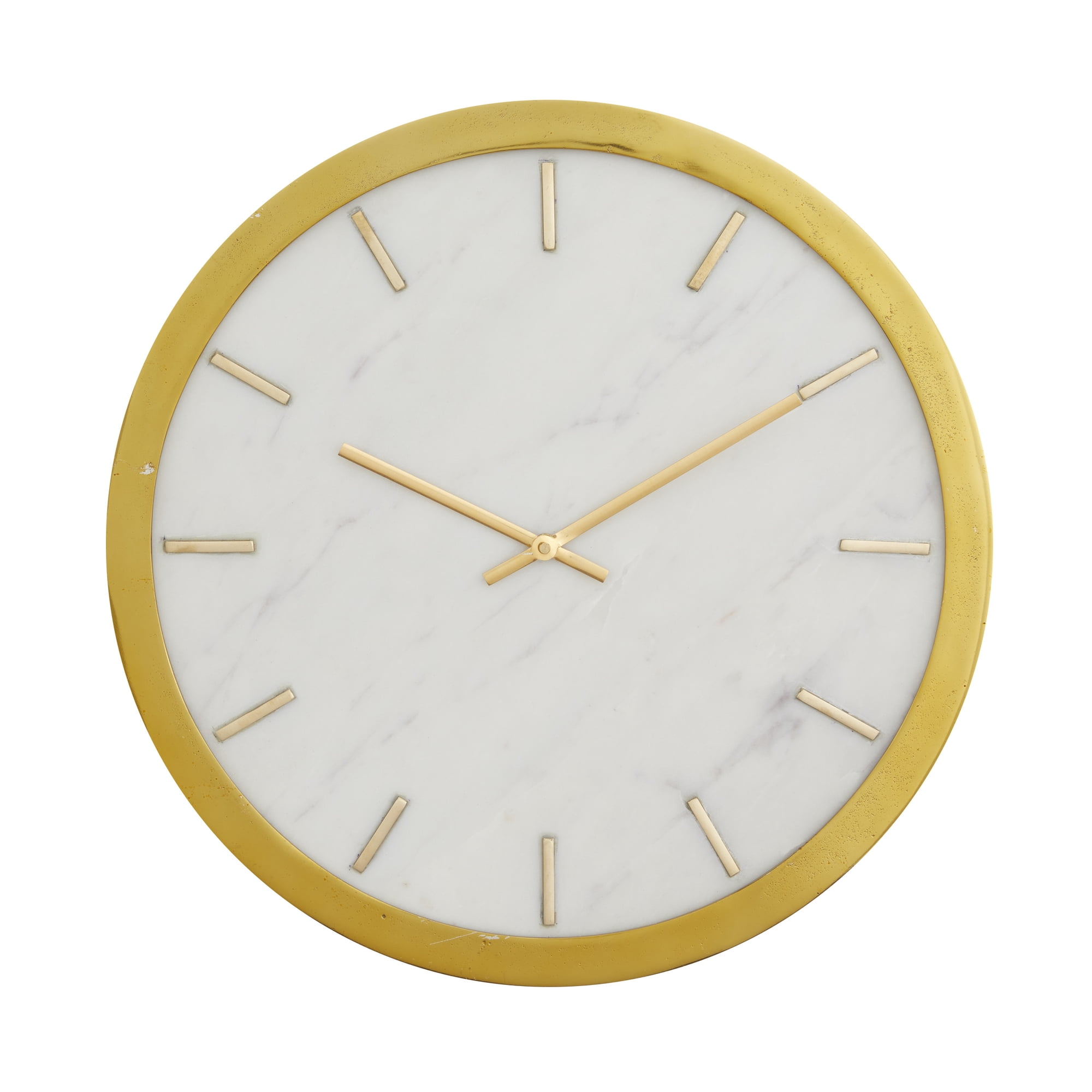 DecMode 16 Gold Marble Wall Clock with White Face