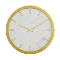 DecMode 16" Gold Marble Wall Clock with White Face