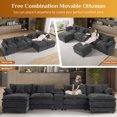 thumbnail image 3 of Wiilayok 145" U Shaped Sectional Sofa,Chenille Cloud Modular Sectional Sofa Couch Set with Double Chaise,Central Console,Cup Holder for Living Room,Black, 3 of 12