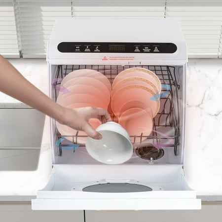 Air-Dry Dishwasher Portable W/ 7L Built-in Water Tank 360° Dual Spray For RV US