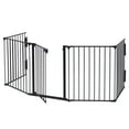 Hommoo Metal Fireplace 5Panel Baby Safety Gate with Door, Black