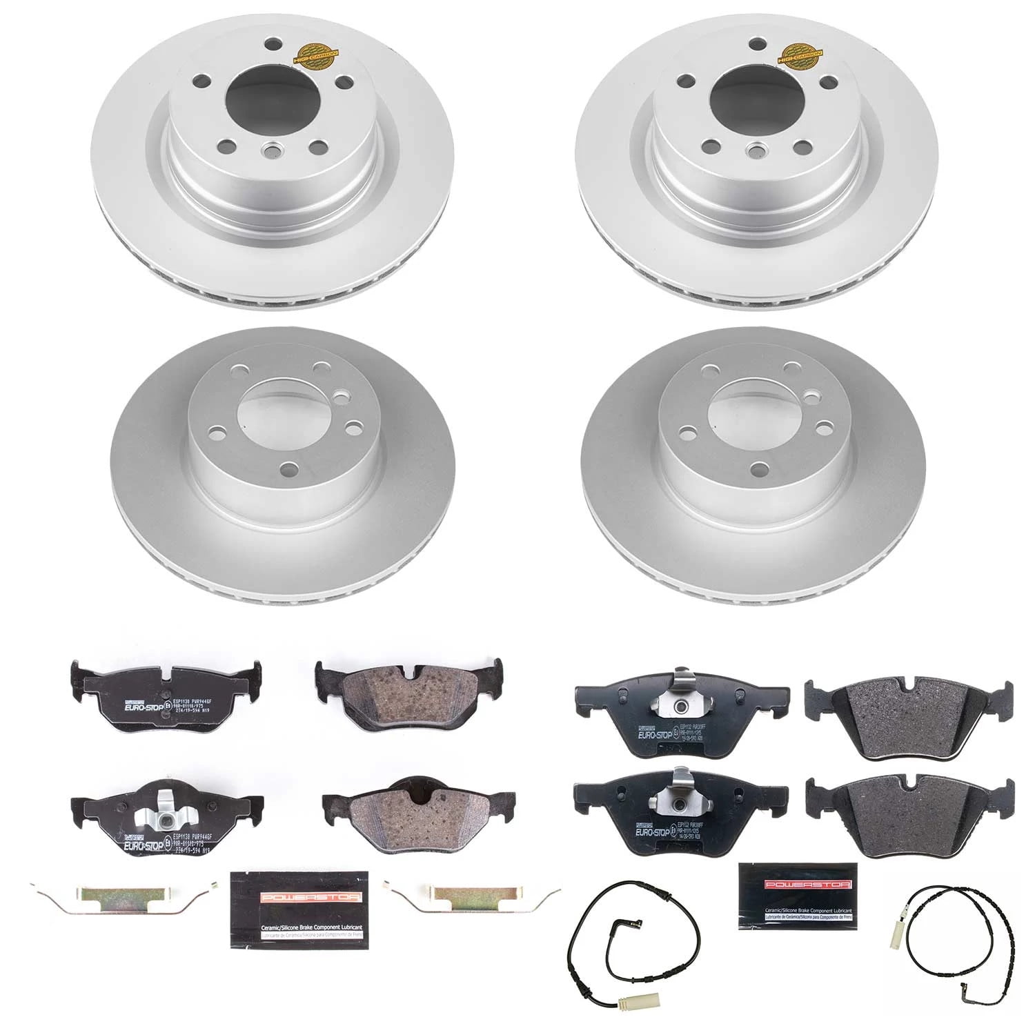 Power Stop Front and Rear Euro-Stop ECE-R90 Certified Brake Pad and Rotor Kit ESK5766