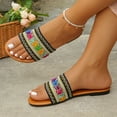thumbnail image 4 of Hoshose Women's Boho Style Embroidered Flat Sandals Slide Sandals Fashion Flat Beach Slippers, 4 of 8