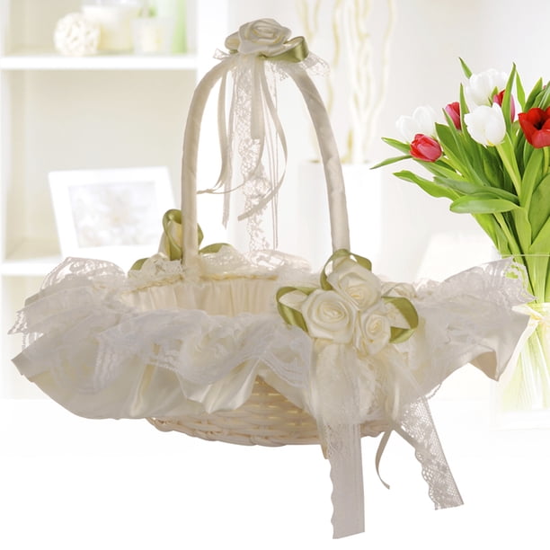 Panier de fille de fleur de mariage, panier de fleurs en osier | Panier de mariage Bowknot avec poignée en perles,Panier de fleurs tissé en rotin romantique féerique pour carte de mariage Panier de fille de fleur de mariage, panier de fleurs en osier | Panier de mariage Bowknot avec poignée en perles,Panier de fleurs tissé en rotin romantique féerique pour carte de mariage