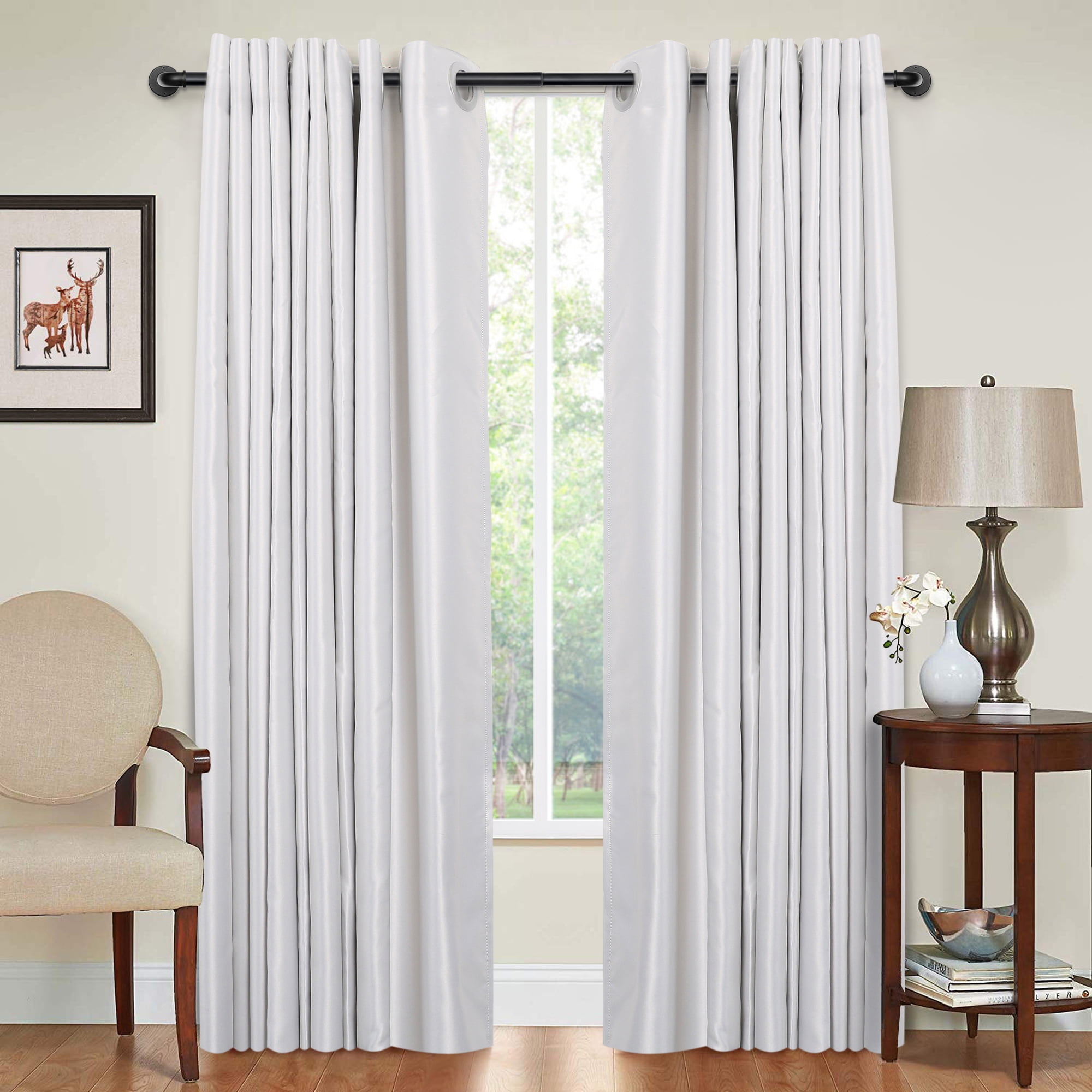 UTOPIA ALLEY Wall Mounted 1 inch Industrial Curtain Rods for Windows 28" to 48", Blackout Curtain Rod, Wrap Around Heavy Duty Curtain Rods, Indoor and Outdoor, Rustic Style, Matte Black