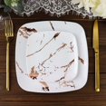 thumbnail image 6 of Efavormart 10 Pack | White/Rose Gold Marble 8" Square Plastic Salad Plates, Disposable Party Plates, 6 of 11