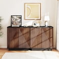 thumbnail image 5 of ARKANTOS Sideboard Buffet Cabinet with 2 Doors and Adjustable Shelf, Set of 2, Classic Walnut, 5 of 8