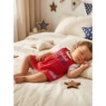 thumbnail image 6 of Cenuakty Toddler Newborn 3M 6M 12M 18M Girls 4th of July Outfit Ruffled Short Sleeves Rompers and Letter Flag Embroidery Overalls Dress Set Cute Clothes, 6 of 9