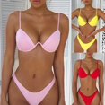 thumbnail image 2 of ENJOYW Sexy Women Solid Color Swimsuit Underwired Bra G-string Briefs Beach Bikini SetNylon, Polyester, 2 of 7
