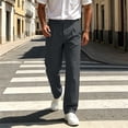thumbnail image 2 of Men's Pleated Dress Pants Straight Leg Slacks Business Casual Trousers Old Money Style with Belt Loops Slant Pockets for Office Work, Dark Gray, S, 2 of 8