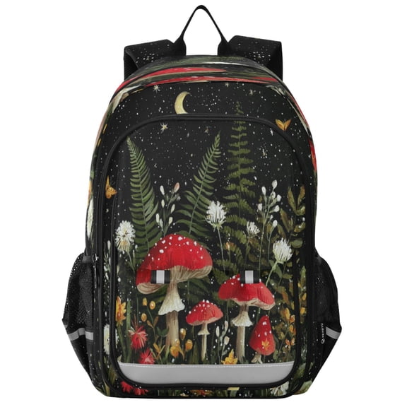 Backpack 12.9 *5.1 * 17.7 Inches Outing Backpack, Shopping Backpack, Travel Backpack Mushroom Forest Night Glow