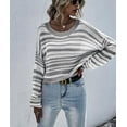 thumbnail image 4 of Drop Shoulder Striped Sweater Gray Small, 4 of 4