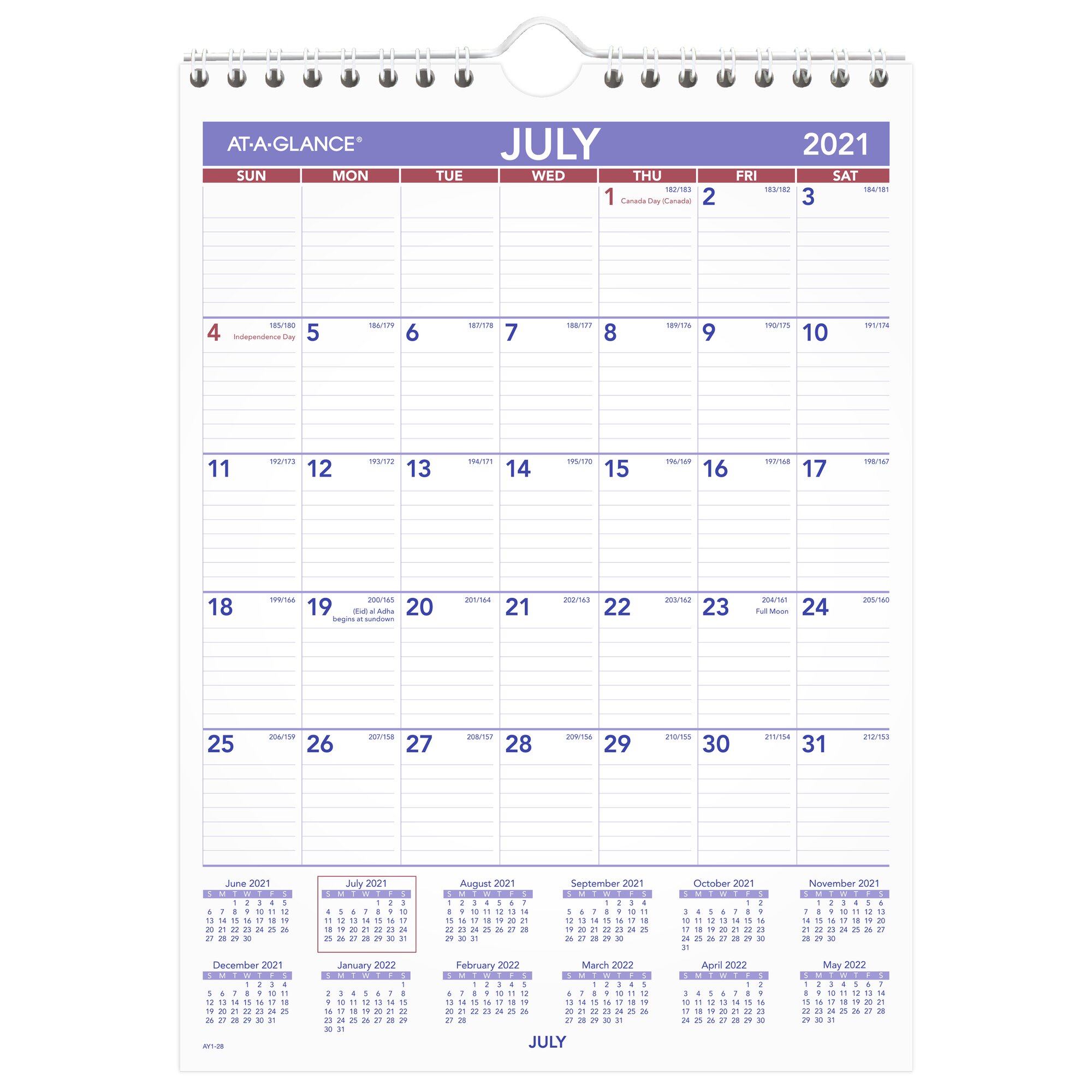 At A Glance Academic Monthly Wall Calendar 11 X 8 July 2021 To June 2022 Walmart Com Walmart Com