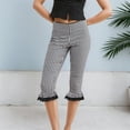 thumbnail image 3 of LEKDFST Dress Capri Pants For Women Retro Plaid Capri Pants Tight High Waist Bottom Shorts With Ruffle Womens Trousers Lightweight Pants Black L, 3 of 9