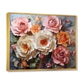 thumbnail image 2 of Designart "Carnations love Ruffles Patchwork" Floral Floater Framed Canvas Art Print, 2 of 7