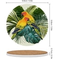 thumbnail image 3 of GZHJMY Round Drink Coasters, 2 Pcs Tropical Exotic Leaves Parrots Absorbent Ceramic Coffee Coasters for Drinks with Cork Base Housewarming Gift for Home Decor, 3 of 6