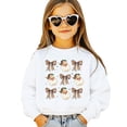 thumbnail image 2 of Santa with Leopard Print Hats and Coquette Bows Sweatshirts Christmas Pullover White Sweatshirt Youth Medium, 2 of 5