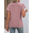 thumbnail image 5 of PULLIMORE Womens Summer Tops V Neck Ruffle Short Sleeve T-Shirts Eyelet Breathable Casual Loose Fit Shirts (S,Pink), 5 of 9