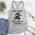 thumbnail image 2 of Every Bunny Was Fung Fu Fighting Tank Top, Ladies Racerback Tank Top, Easter Rabbit Bunny Tank, Ninja Tank, Silver Gray, X-Large, 2 of 3