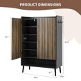 thumbnail image 2 of Huisuilinss Fluted Shoe Cabinet With 2 Doors,Wood Shoe Storage Cabinet With Adjustable Shelves,Entryway Shoe Rack,Shoe Organizer For Hallway Entryway Living Room, 2 of 7