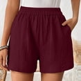thumbnail image 2 of Hight Weasit Gym Shorts New Women’s Elastic Waist Shorts Loose Fits Comfy Casual Bottoms Summer Beach Vacation Shorts with Pockets Wine S, 2 of 7