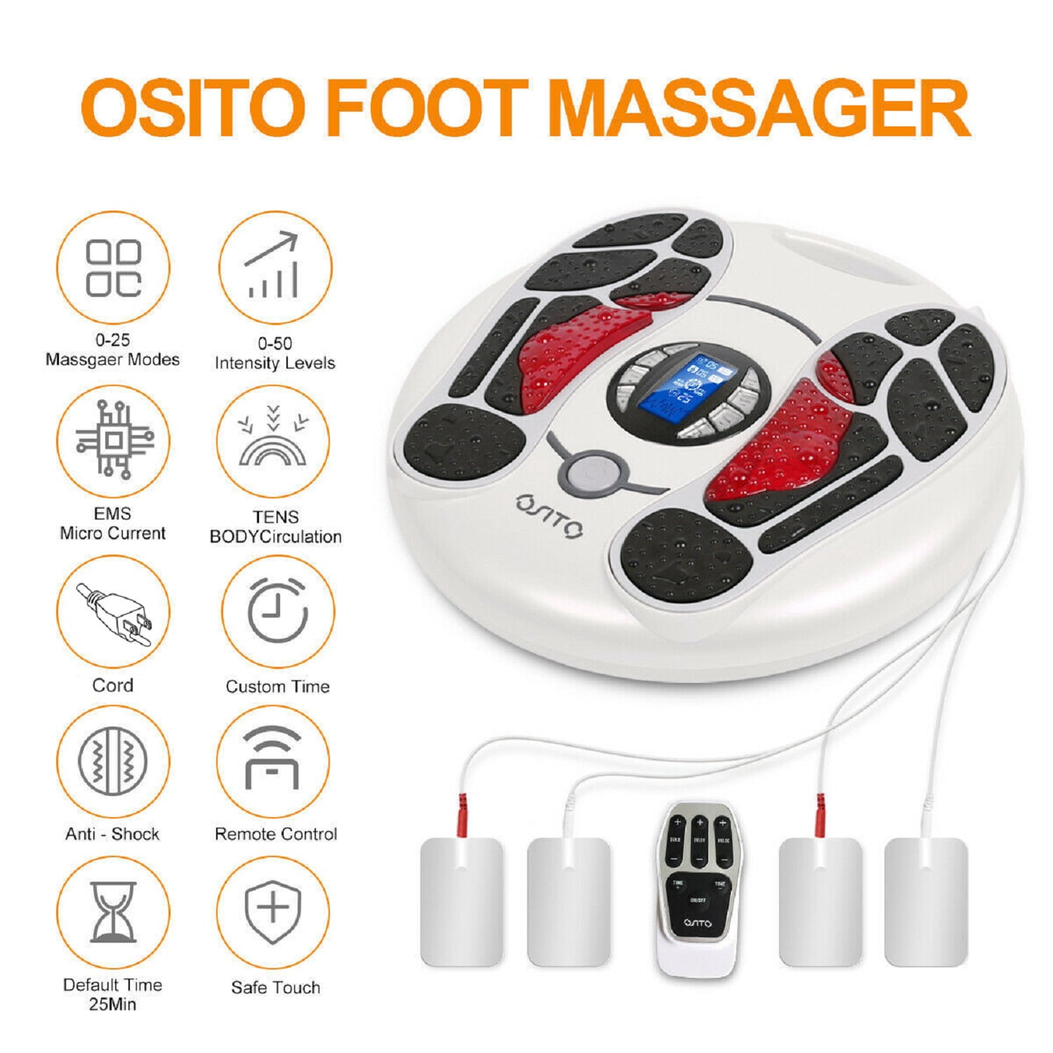 OSITO EMS Foot Massager for Neuropathy, Foot Massager Circulation Stimulator, Foot Massager for Circulation and Pain Relief, 25 Modes 99 Intensities, Ideal for Women/Men