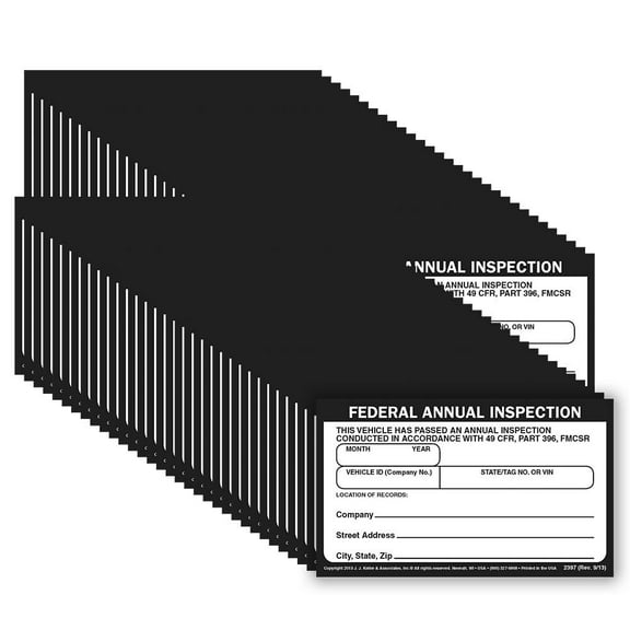 Record of Annual Inspection Decal 50-pk. - White Adhesive Vinyl, 3" x 5" - Complies with Annual Vehicle Inspection Requirements