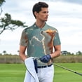 thumbnail image 2 of Kdxio Starry Sky Cloud Fox Print Men's Short Sleeve Polo Shirt,Midweight Men's Shirt, 2 of 5