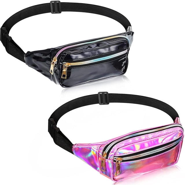 Riñoneras de 2 piezas, riñoneras holográficas brillantes, riñoneras de neón impermeables para mujeres, festivales, fiestas, viajes, senderismo, actividades al aire libre Zhivalor WMZL-1910-1